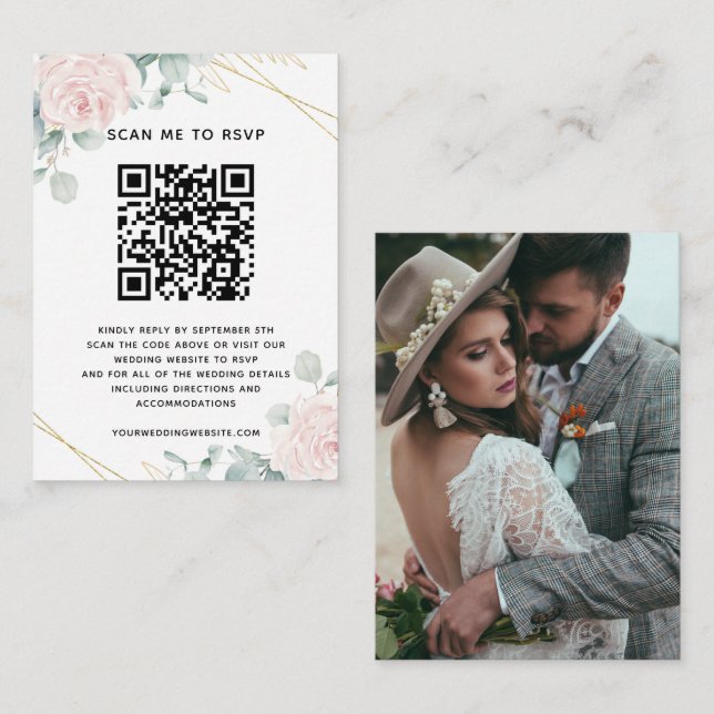 Tarjeta De Recepción Boda de eucalipto de presupuesto Página web RSVP C (Anverso / Reverso)