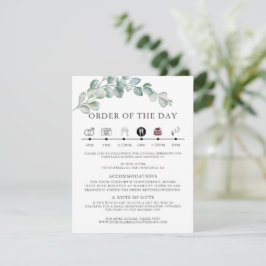 Tarjeta De Recepción Boda de eucalipto verde acuarela rústica