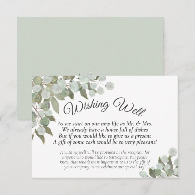 Tarjeta De Recepción Boda de eucalipto y vegetación rústico deseando lo (Anverso / Reverso)