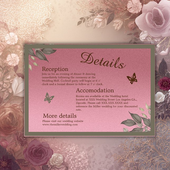 Tarjeta De Recepción Boda de Eucaliptus Floral de Glam Rosa (Subido por el creador)