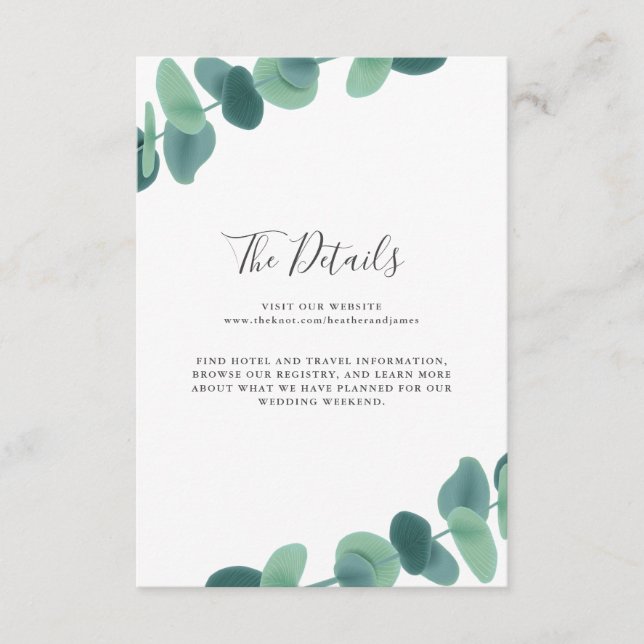 Tarjeta De Recepción Boda de Eucalyptus (Anverso)