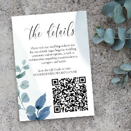 Tarjeta De Recepción Boda de Eucalyptus Dusty Detalles del Código QR
