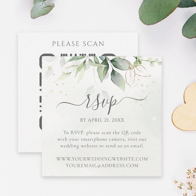 Tarjeta De Recepción Boda de Eucalyptus Sitio Web Código QR RSVP (Subido por el creador)