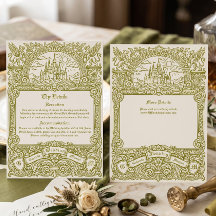 Boda de fantasía medieval vintage en verde oliva
