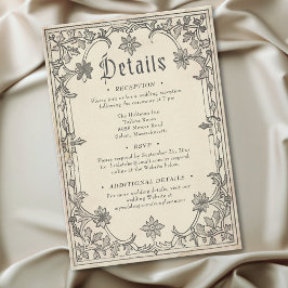 Tarjeta De Recepción Boda de fantasía negra vintage con grabado medieva