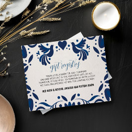 Tarjeta De Recepción Boda de Fiesta Elegante de Floral Azul Otomí