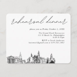 Tarjeta De Recepción Boda de Filadelfia Cena de ensayo elegante