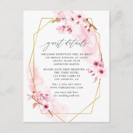Tarjeta De Recepción Boda de flor de cerezo rosa geométrica de primaver