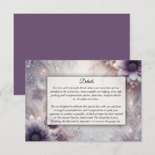 Tarjeta De Recepción Boda de flor de invierno plateado y suave