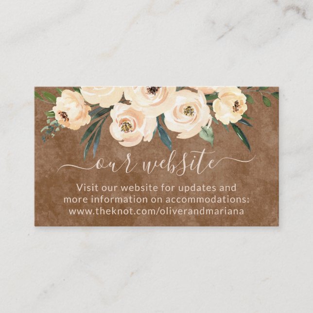 Tarjeta De Recepción Boda de Floral Beige Brown (Anverso)