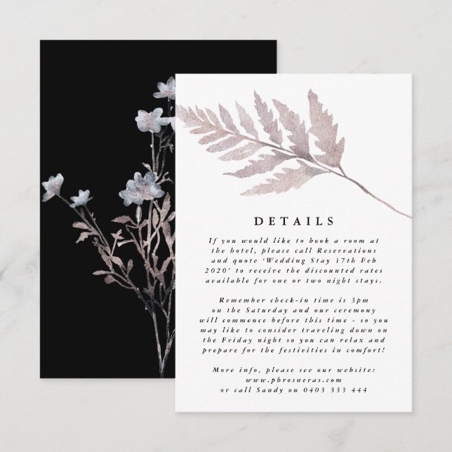 Tarjeta De Recepción Boda de Floral Romántico Elegante (Anverso / Reverso)