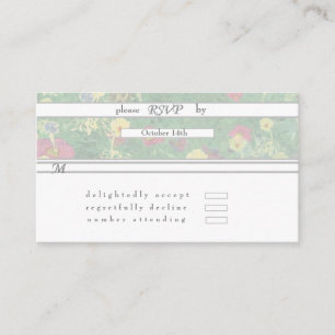 Tarjeta De Recepción Boda de floral verde plateado RSVP
