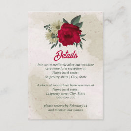 Tarjeta De Recepción boda de flores amarillas pálidas rojas