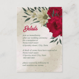 Tarjeta De Recepción boda de flores amarillas pálidas rojas