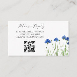Tarjeta De Recepción Boda de flores azules de color de agua de Cornflow