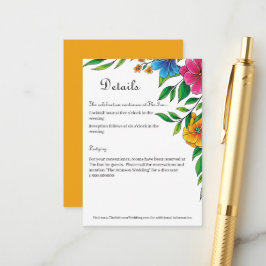 Tarjeta De Recepción Boda de flores brillantes de primavera y verano