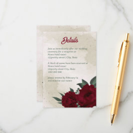 Tarjeta De Recepción Boda de flores de Borgoña