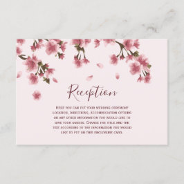 Tarjeta De Recepción Boda de flores de cerezo rosa