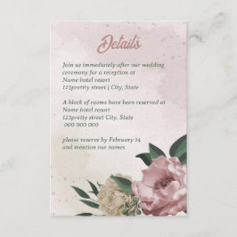 Tarjeta De Recepción boda de flores de champán rosa