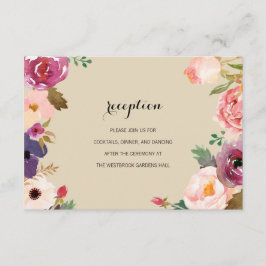 Tarjeta De Recepción Boda de flores de color de agua de boho rústico In