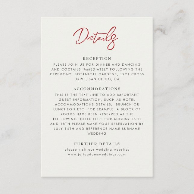 Tarjeta De Recepción Boda de flores de fresa silvestres de dulce rojo (Anverso)