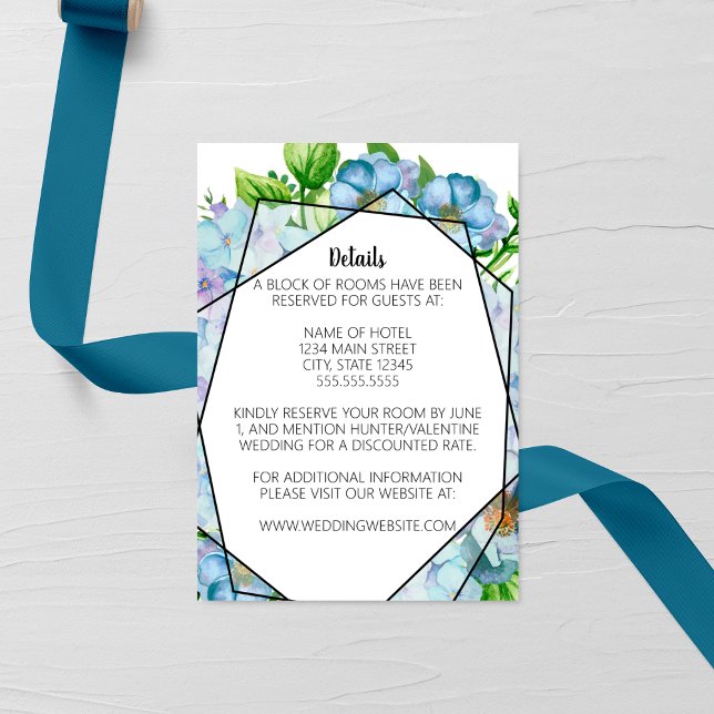 Tarjeta De Recepción Boda de flores de hidrangea azul (Subido por el creador)
