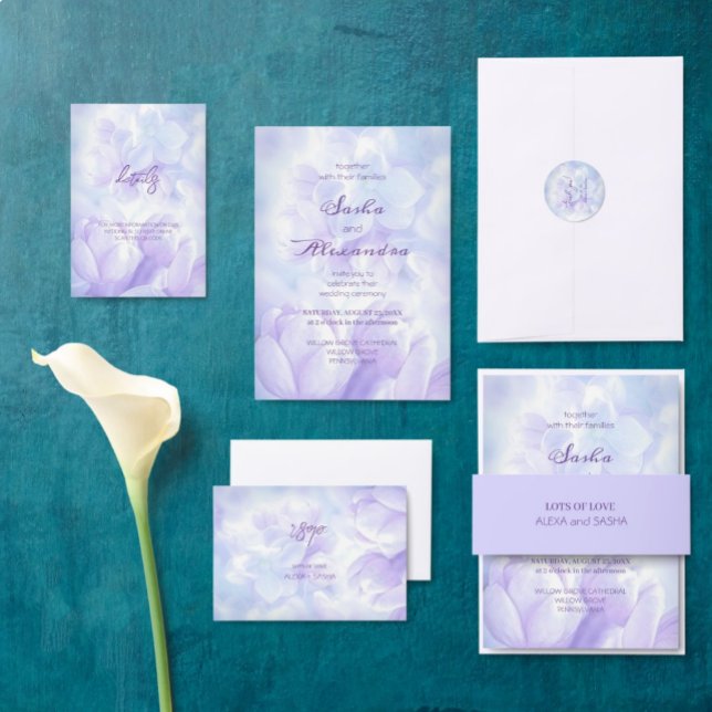 Tarjeta De Recepción Boda de flores de lila morado claro elegante (Subido por el creador)