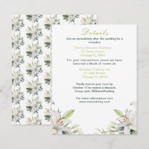 Tarjeta De Recepción Boda de Flores de Lirio Blanco