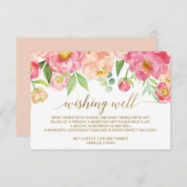 Tarjeta De Recepción Boda de flores de melocotón rosa y rosa que desea 