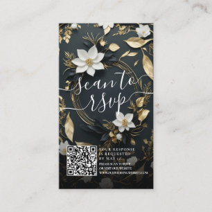 Tarjeta De Recepción Boda de flores de oro QR sitio web RSVP