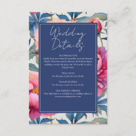 Tarjeta De Recepción Boda de Flores de Peones Rosa y Rosa