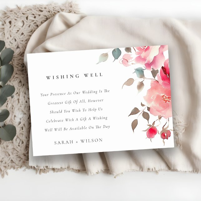 Tarjeta De Recepción Boda de flores de rosa rosado boho deseando lo mej (Subido por el creador)
