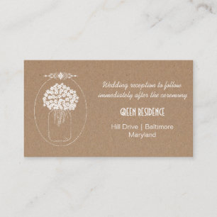 Tarjeta De Recepción Boda de flores MasonJar de papel kraft rústico ins