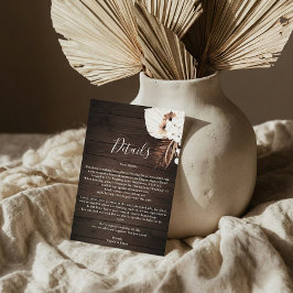 Tarjeta De Recepción Boda de Flores Neutrales Rusas Boho Detalles Enclo