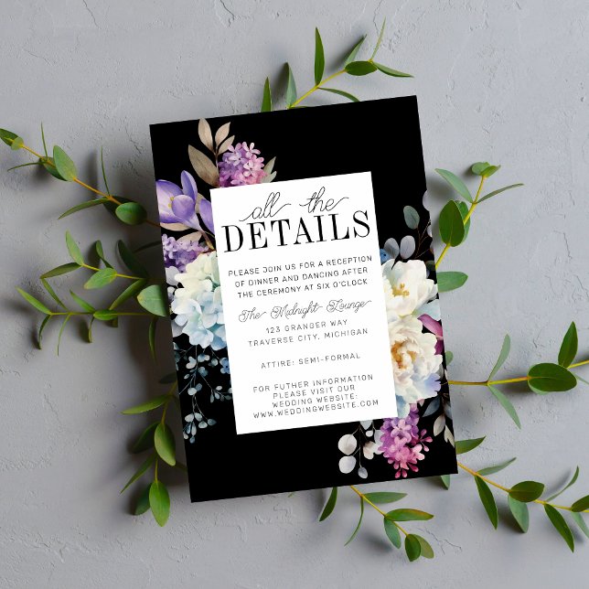 Tarjeta De Recepción Boda de Flores Oscuras Románticas Florales Moody (Subido por el creador)