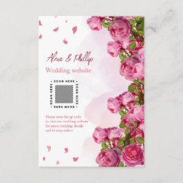 Tarjeta De Recepción Boda De Flores Rosa Elegante