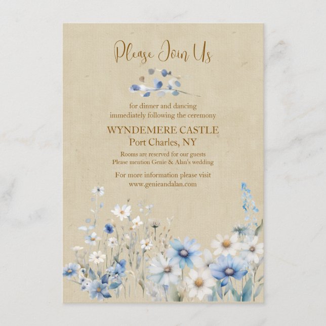 Tarjeta De Recepción Boda de flores silvestres (Anverso)