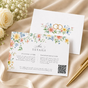 Tarjeta De Recepción Boda de flores silvestres acuarela rosa pastel sua