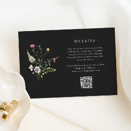 Tarjeta De Recepción Boda de Flores Silvestres Botánicas Oscuras Detall