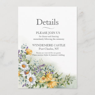 Tarjeta De Recepción Boda de flores silvestres coloridas