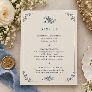 Tarjeta De Recepción Boda de flores silvestres con diseño de boceto de