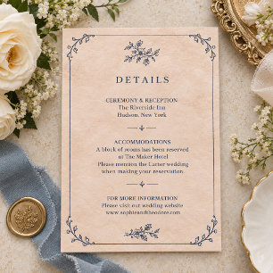 Tarjeta De Recepción Boda de flores silvestres con diseño vintage y esb