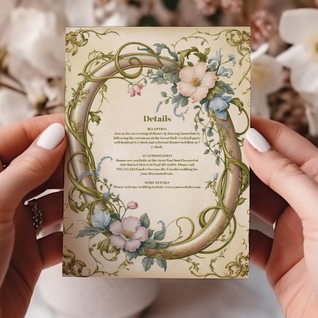 Tarjeta De Recepción Boda de flores silvestres de Art Nouveau (Subido por el creador)