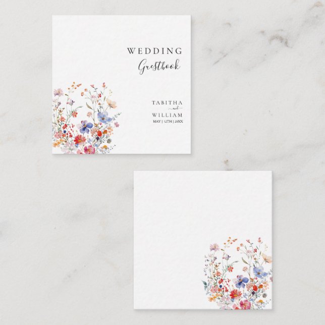 Tarjeta De Recepción Boda de flores silvestres de Boho Floral (Anverso / Reverso)