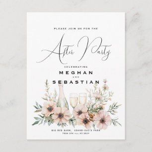 Tarjeta De Recepción Boda de flores silvestres de color acuático ruso
