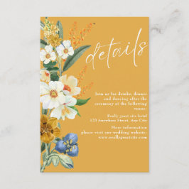 Tarjeta De Recepción Boda de flores silvestres de primavera amarillo cá