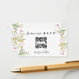 Tarjeta De Recepción Boda de Flores Silvestres Inserción de código QR