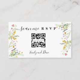 Tarjeta De Recepción Boda de Flores Silvestres Inserción de código QR