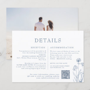 Tarjeta De Recepción Boda de flores silvestres Minimalistas simples