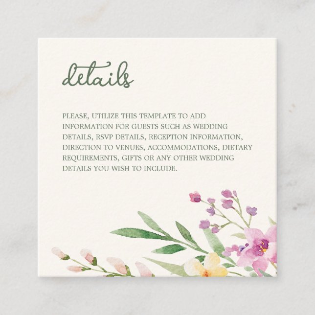 Tarjeta De Recepción Boda de flores silvestres rusas (Anverso)